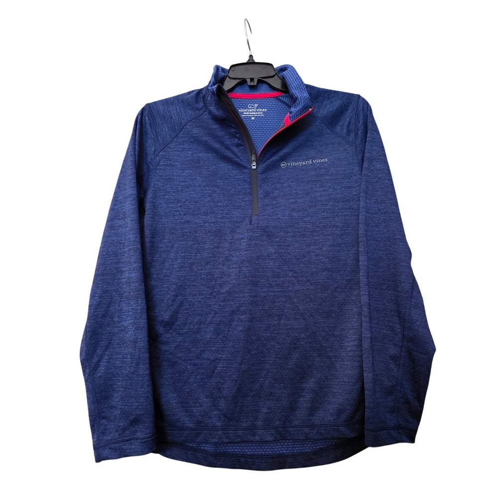 Vineyard Vines Performance Mens Medium Blue Heathered Quarter Zip Pullover Shirt